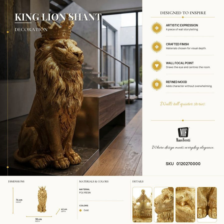 Mauro Ferretti King Lion Shant lejonfigur 74 cm