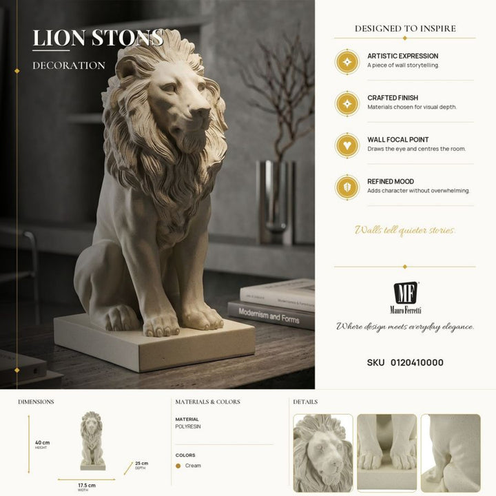 Mauro Ferretti Lion Stons lejonfigur 40 cm