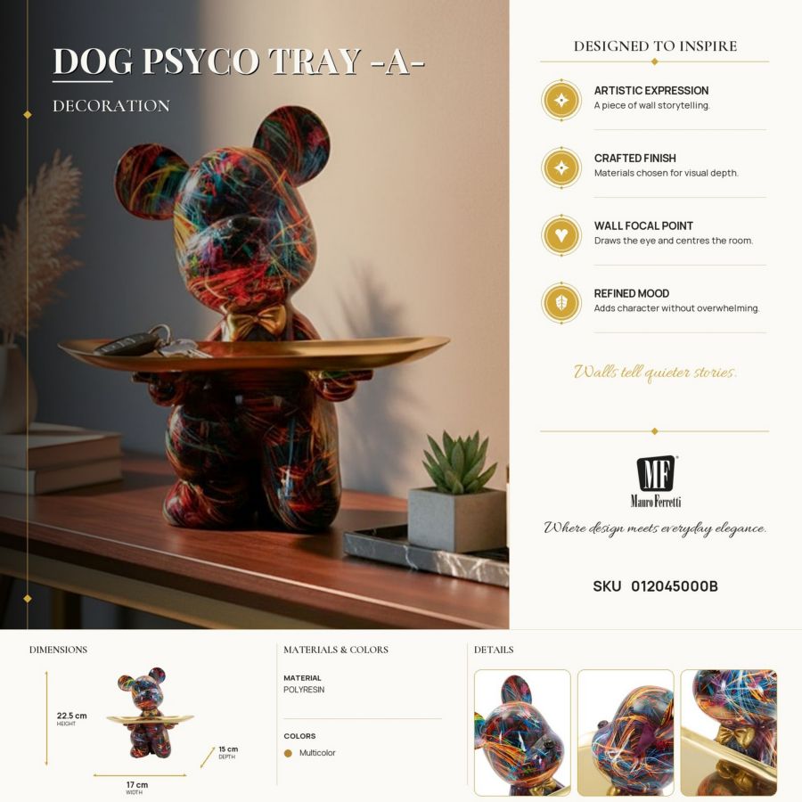 Mauro Ferretti Dog Psyco dekorationsbricka 22,5 cm