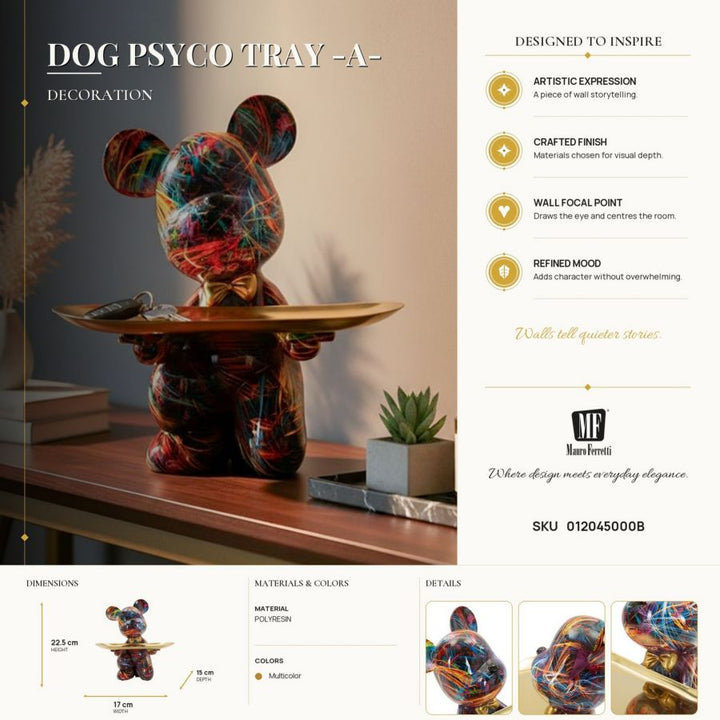Mauro Ferretti Dog Psyco dekorationsbricka 22,5 cm