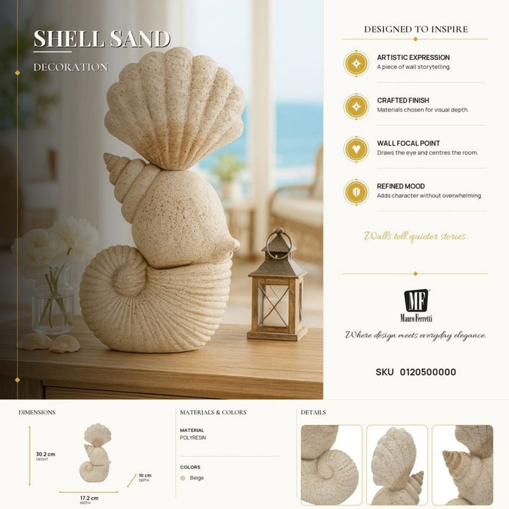 Mauro Ferretti Conchiglia Sand snäckskulptur 30,2 cm - beige