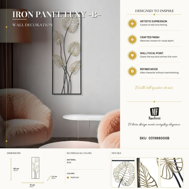 Mauro Ferretti Luxy B 3D-väggpanel med blad 31 × 90 cm