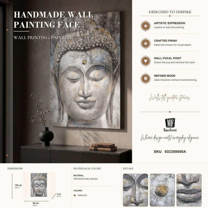 Mauro Ferretti Face Buddha Light A tavla 80 × 120 cm - multicolor/guld