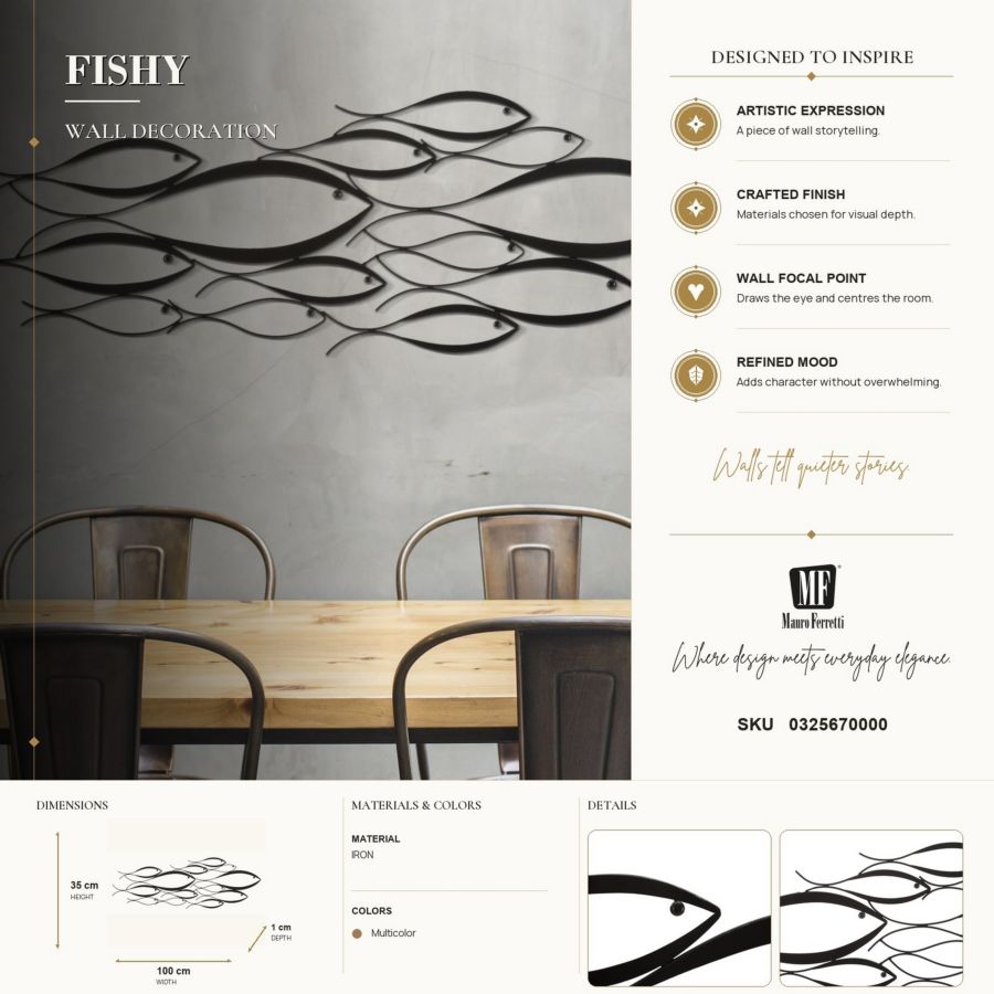 Mauro Ferretti Fishy väggpanel 100 × 35 cm