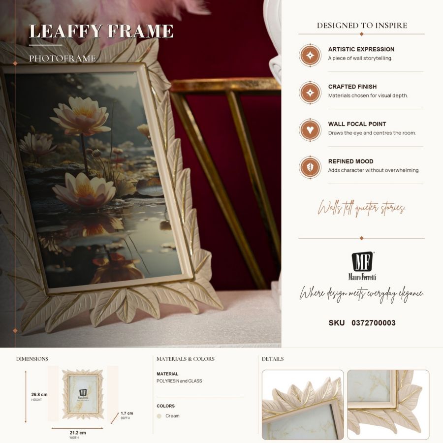 Mauro Ferretti Leaffy fotoram 15 × 20 cm - crème/guld