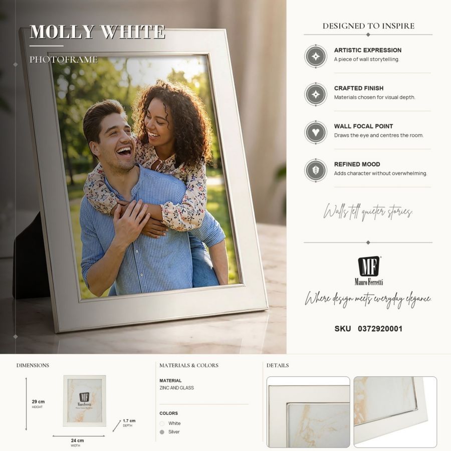 Mauro Ferretti Molly White fotoram 20 × 25 cm - vit/silver