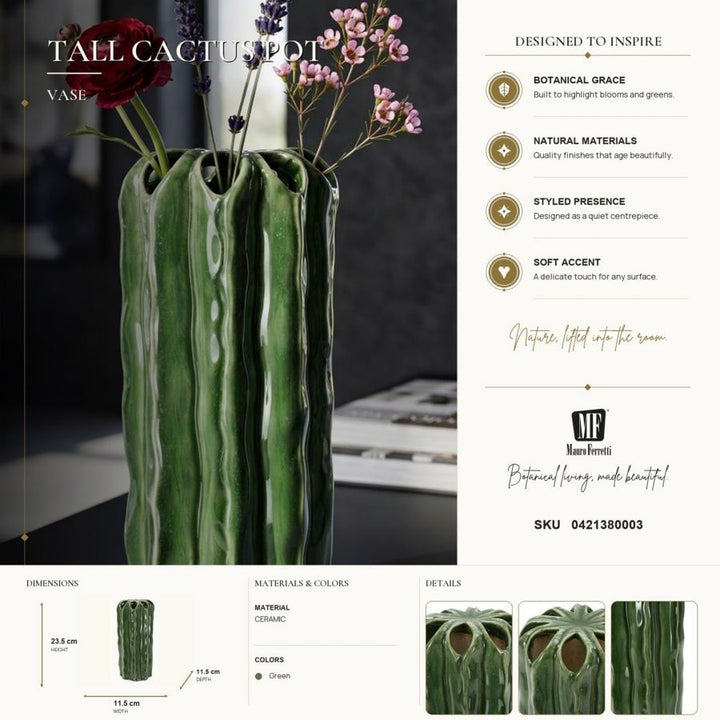 Mauro Ferretti Tall Cactus vas Ø11,5 × 23,5 cm - grön