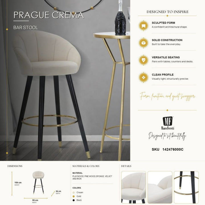 Mauro Ferretti Prague barstol 104 cm - creme