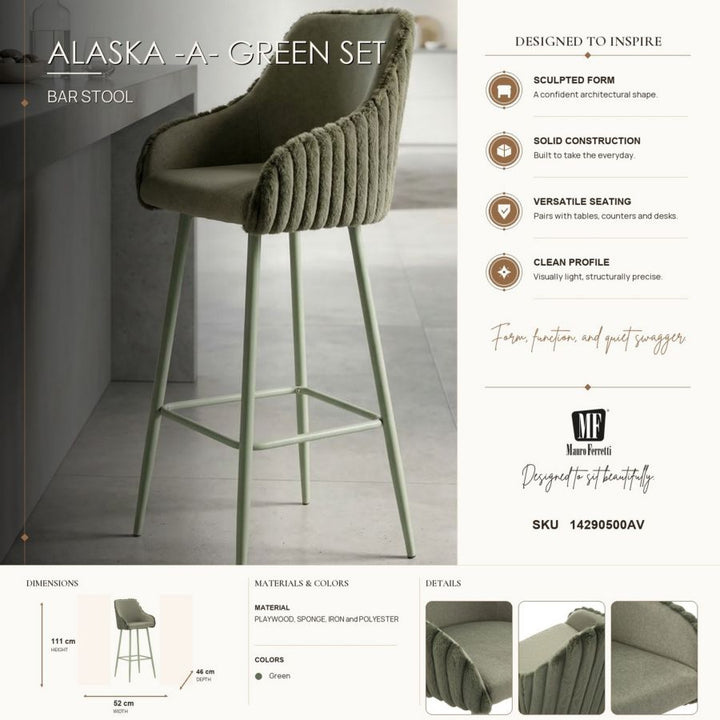 Mauro Ferretti Alaska barstolar 2-pack - grön
