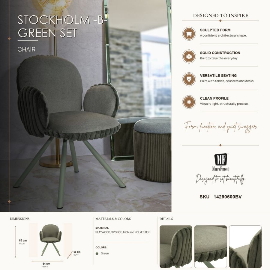 Mauro Ferretti Stockholm stolar 2-pack - grön