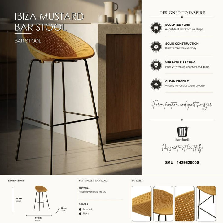 Mauro Ferretti Ibiza barstolar 2-pack - senapsgul
