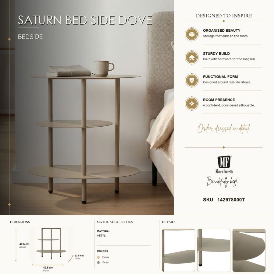 Mauro Ferretti Saturn sängbord 49,5 cm - duvgrå