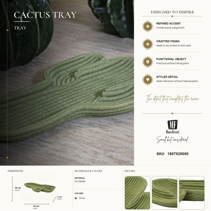 Mauro Ferretti Cactus bricka 34 × 20 cm