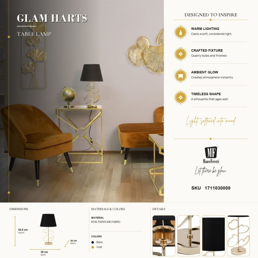 Mauro Ferretti Glam Harts bordslampa Ø30 × 54,5 cm