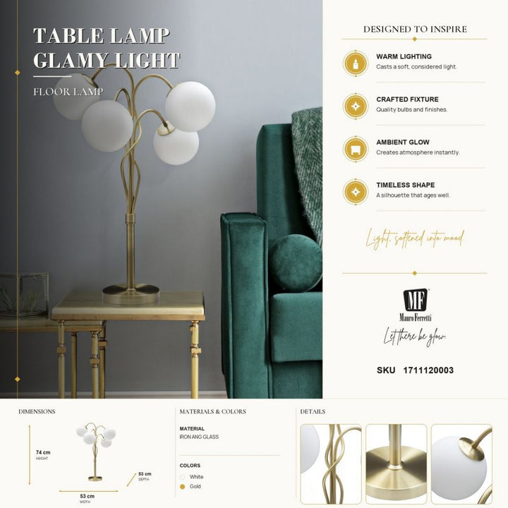 Mauro Ferretti Glamy bordslampa 4 ljus Ø53 × 74 cm