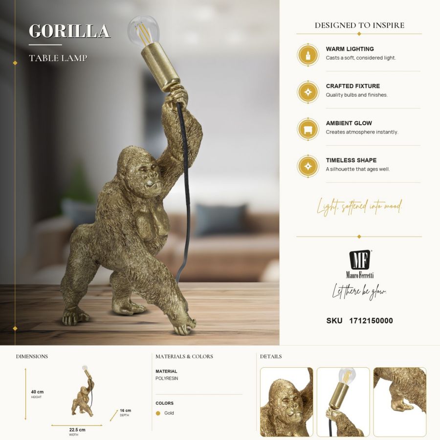 Mauro Ferretti Gorilla bordslampa 40 cm