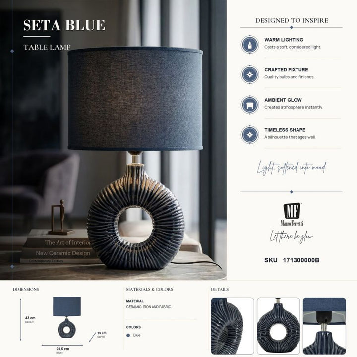 Mauro Ferretti Seta Blue bordslampa 43 cm - blå
