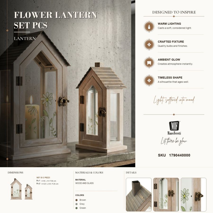 Mauro Ferretti Flower lyktor 2-pack i härdat glas