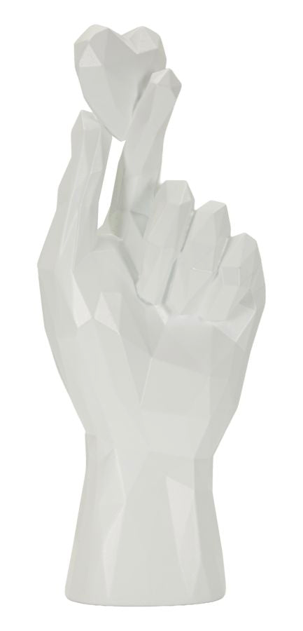 Mauro Ferretti Minimal Hand vit handskulptur med korsade fingrar