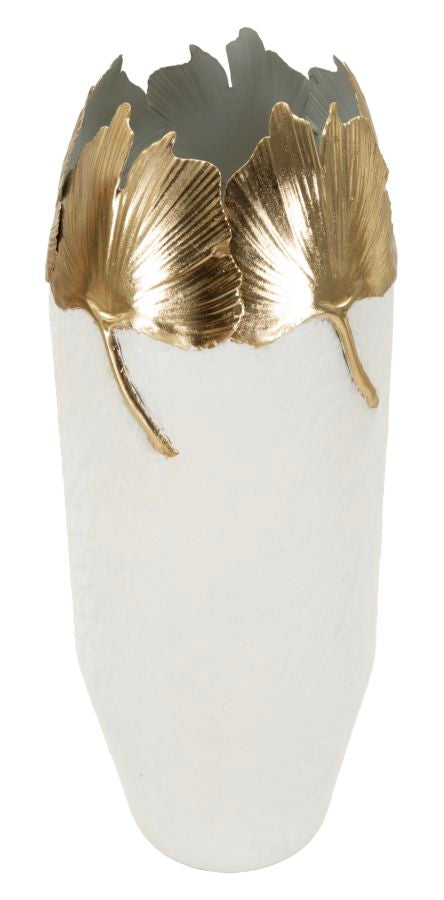 Mauro Ferretti Leaf vas Ø21 × 55 cm - vit/guld