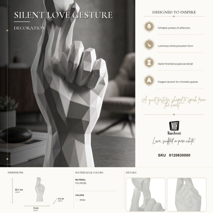 Mauro Ferretti Minimal Hand vit handskulptur med korsade fingrar