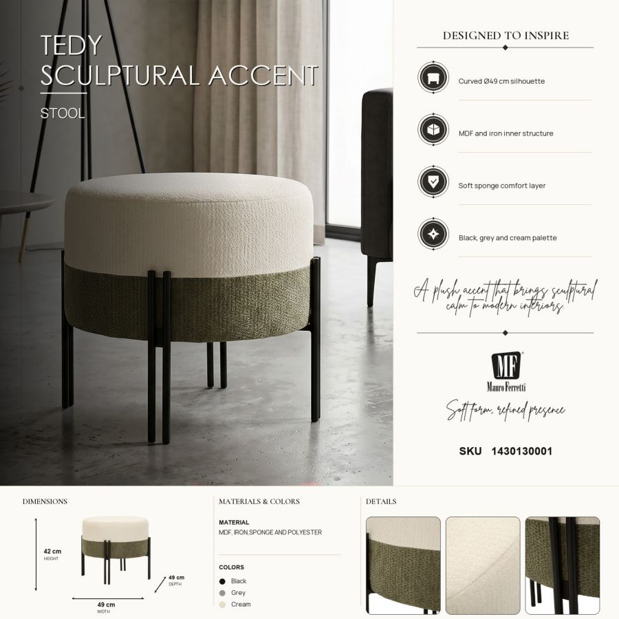 Mauro Ferretti Two-Tone sittpuff Ø49 × 42 cm