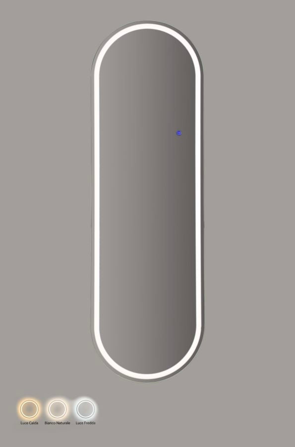 Mauro Ferretti oval LED-spegel 50 × 160 cm - 3 ljusfärger