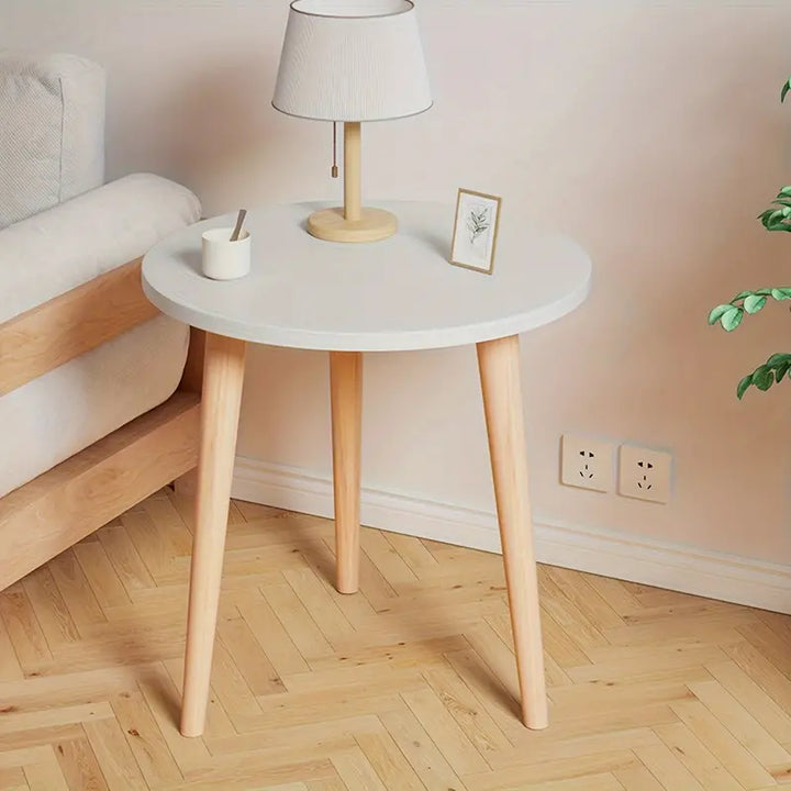 NNETM Minimalist Round White Coffee Table - Small and Space-Saving-2