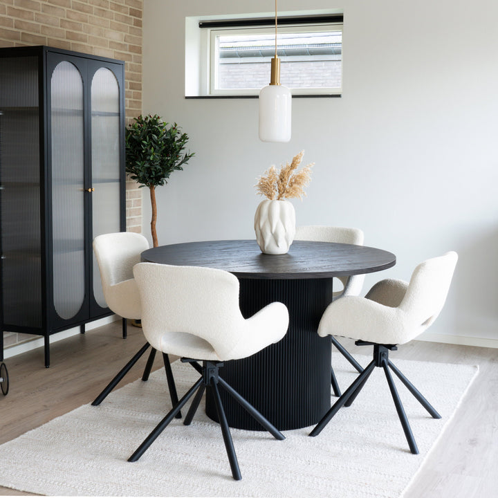 House Nordic Amorim matstol i vit Off-White bouclé