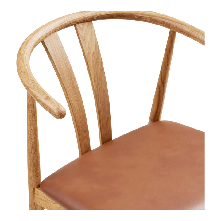 Artenara matstol i naturfärgad ek med brun PU-sits