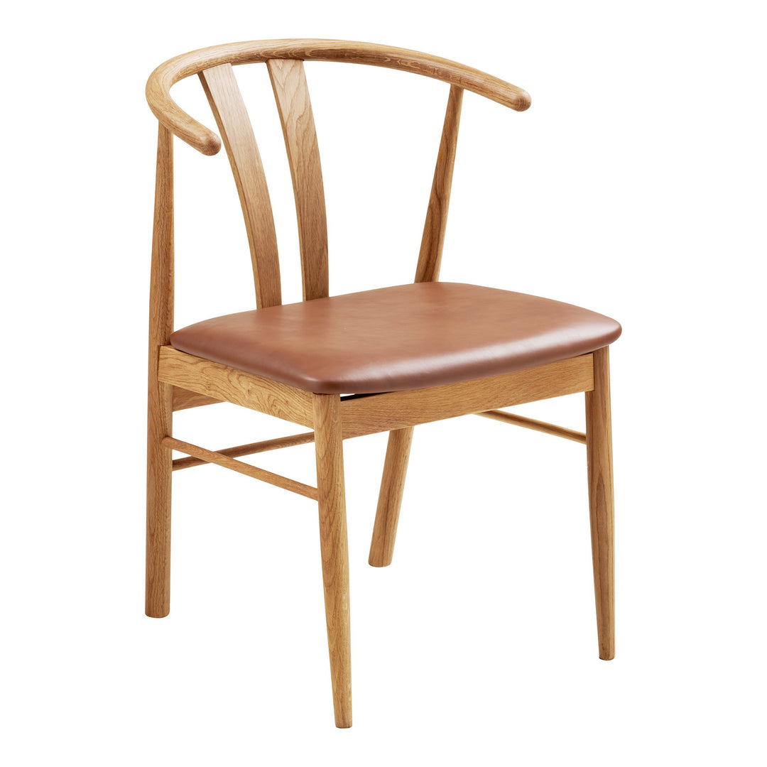 House Nordic Artenara matstol natur med brun PU-sits