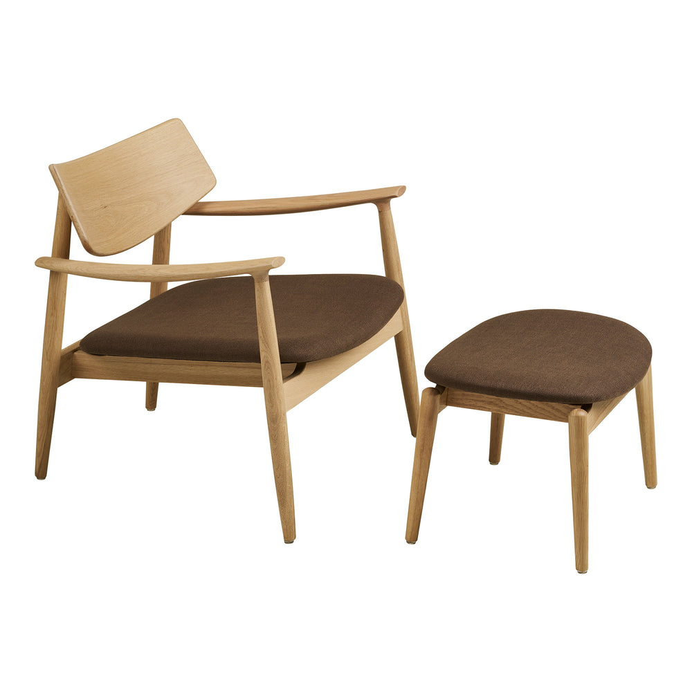 House Nordic Olvera loungefåtölj med fotpall natur/brun