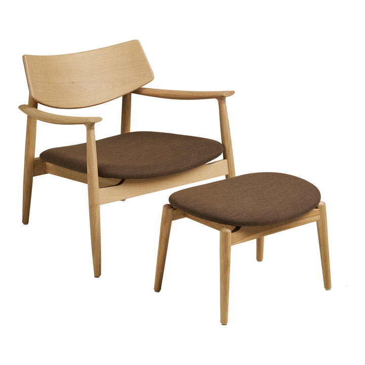 House Nordic Olvera loungefåtölj med fotpall natur/brun