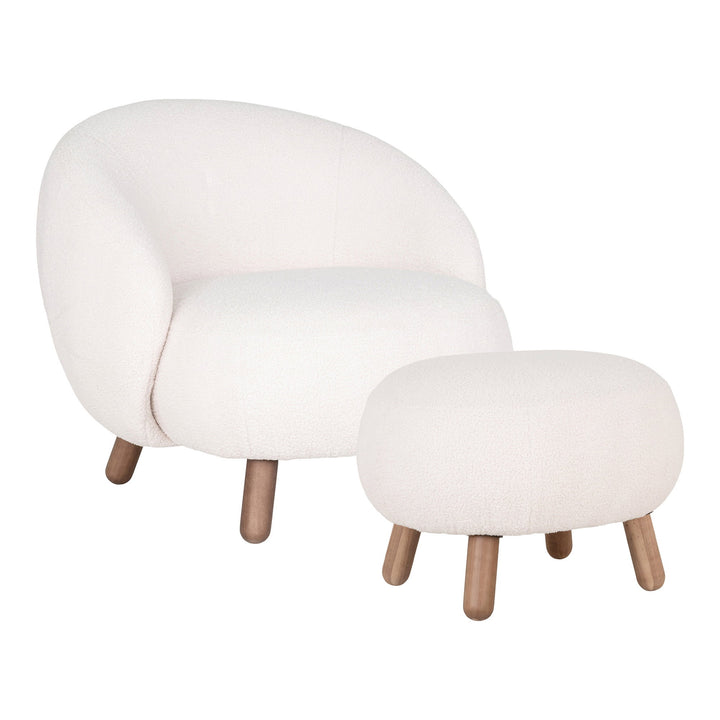 House Nordic Savona loungefåtölj med puff vit