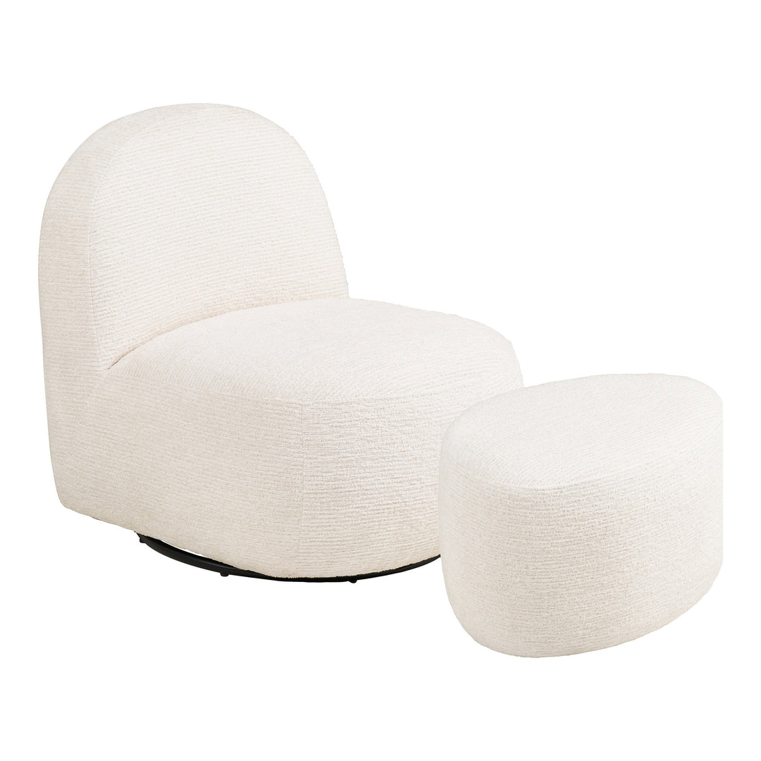 House Nordic Milo loungefåtölj med puff offwhite
