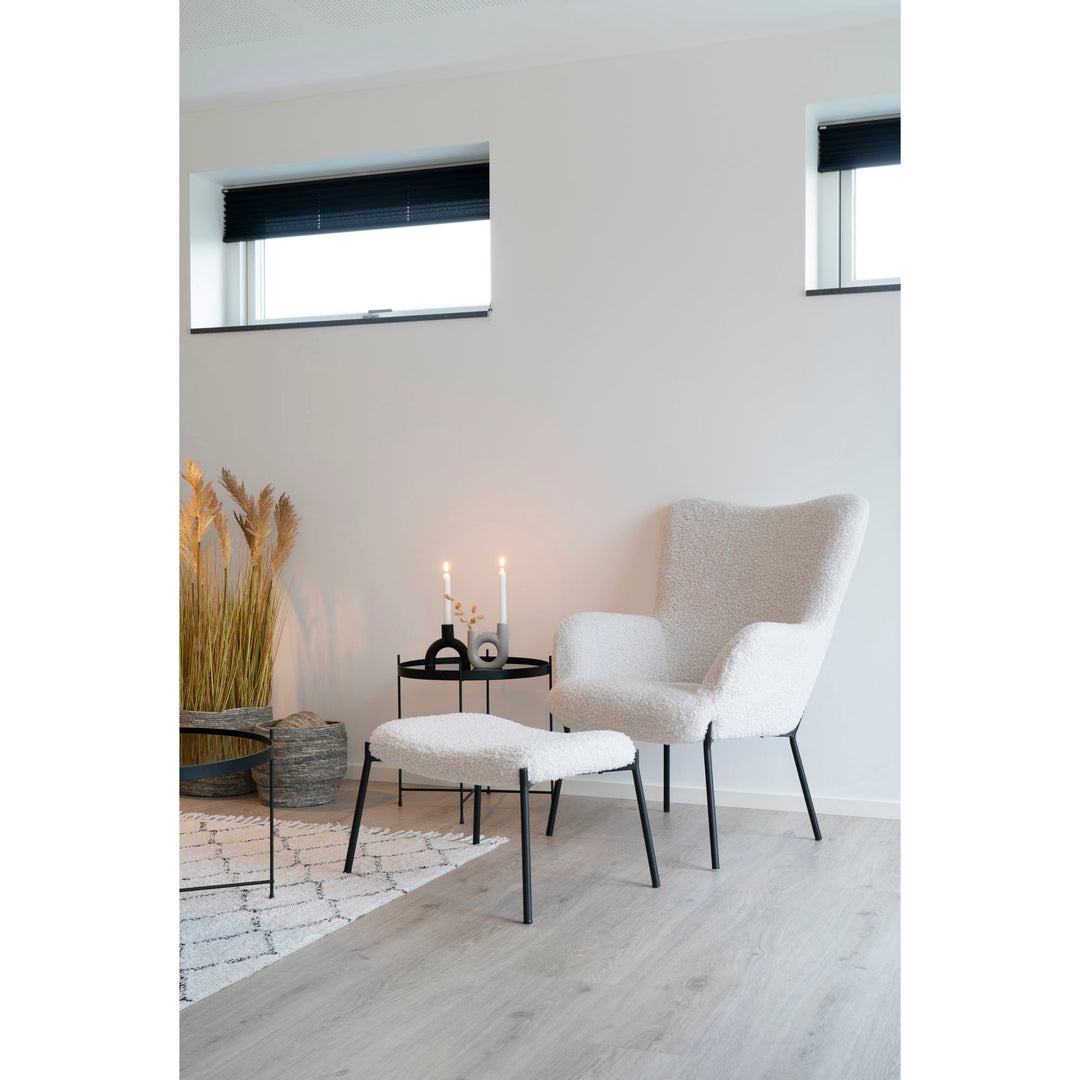 House Nordic Glasgow loungefåtölj med fotpall vit