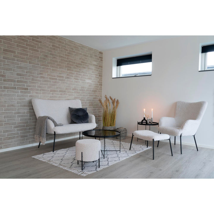 House Nordic Glasgow loungefåtölj med fotpall vit