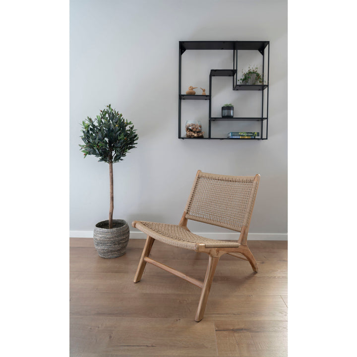 House Nordic Derby loungestol i naturfärgad teak och PE-rattan