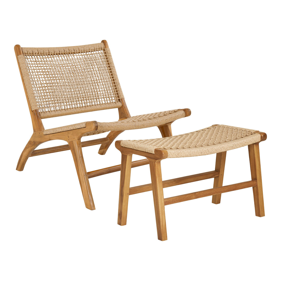House Nordic Derby loungestol med fotpall i teak och PE-rotting