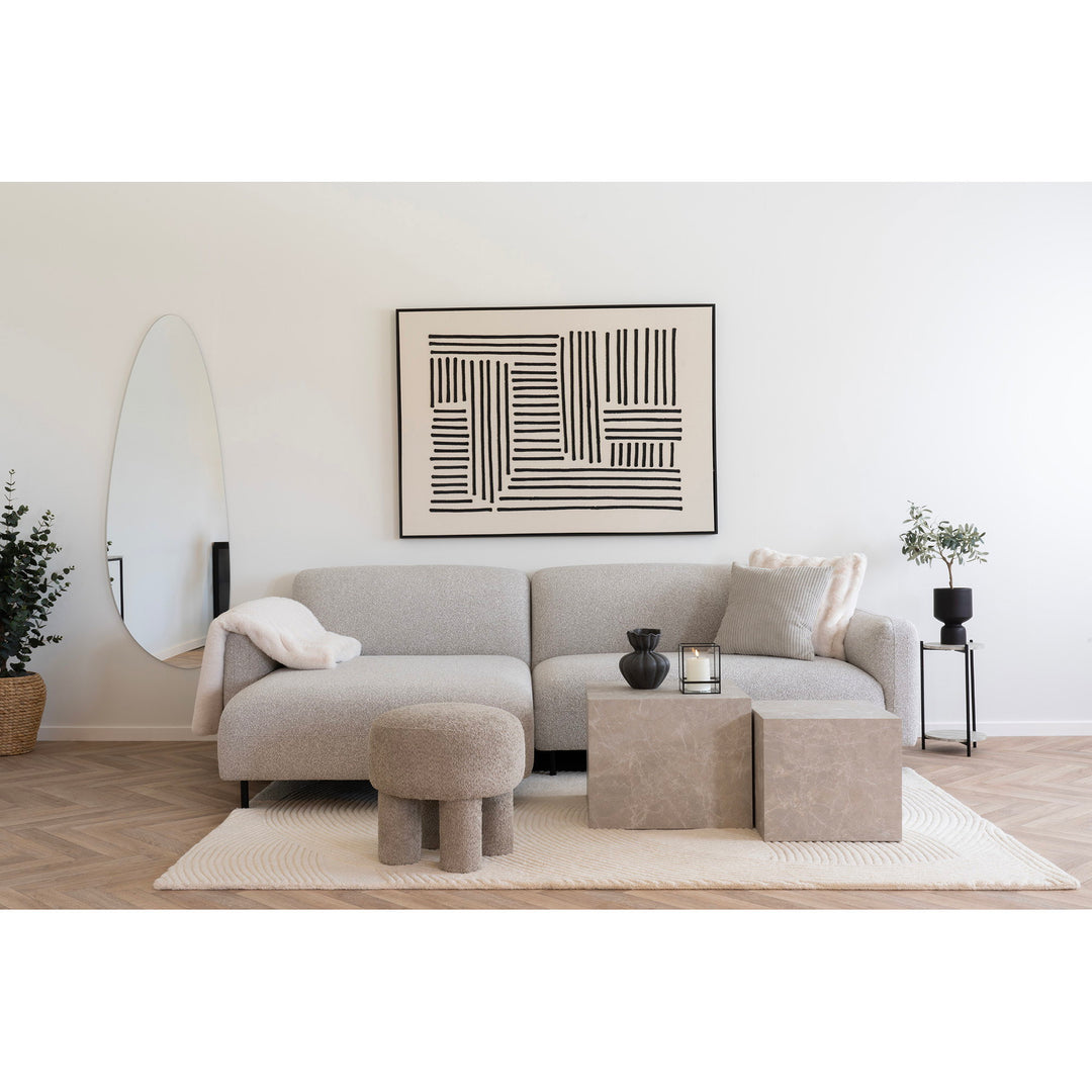 House Nordic Salvador vänstervänd loungesoffa i ljusgrå bouclé