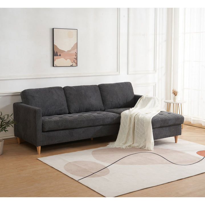 House Nordic Firenze mörkgrå loungesoffa med naturfärgade träben