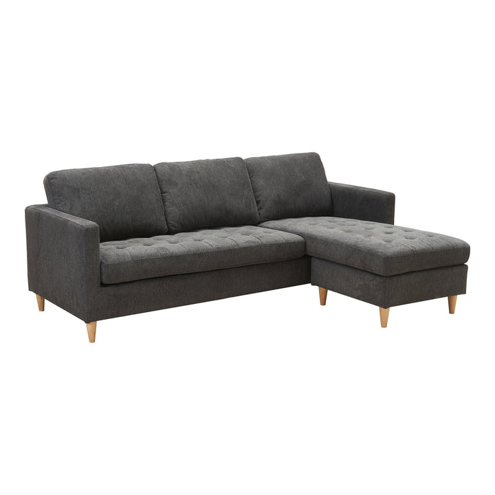 House Nordic Firenze mörkgrå loungesoffa med naturfärgade träben