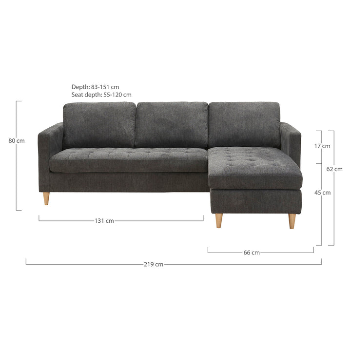 House Nordic Firenze mörkgrå loungesoffa med naturfärgade träben