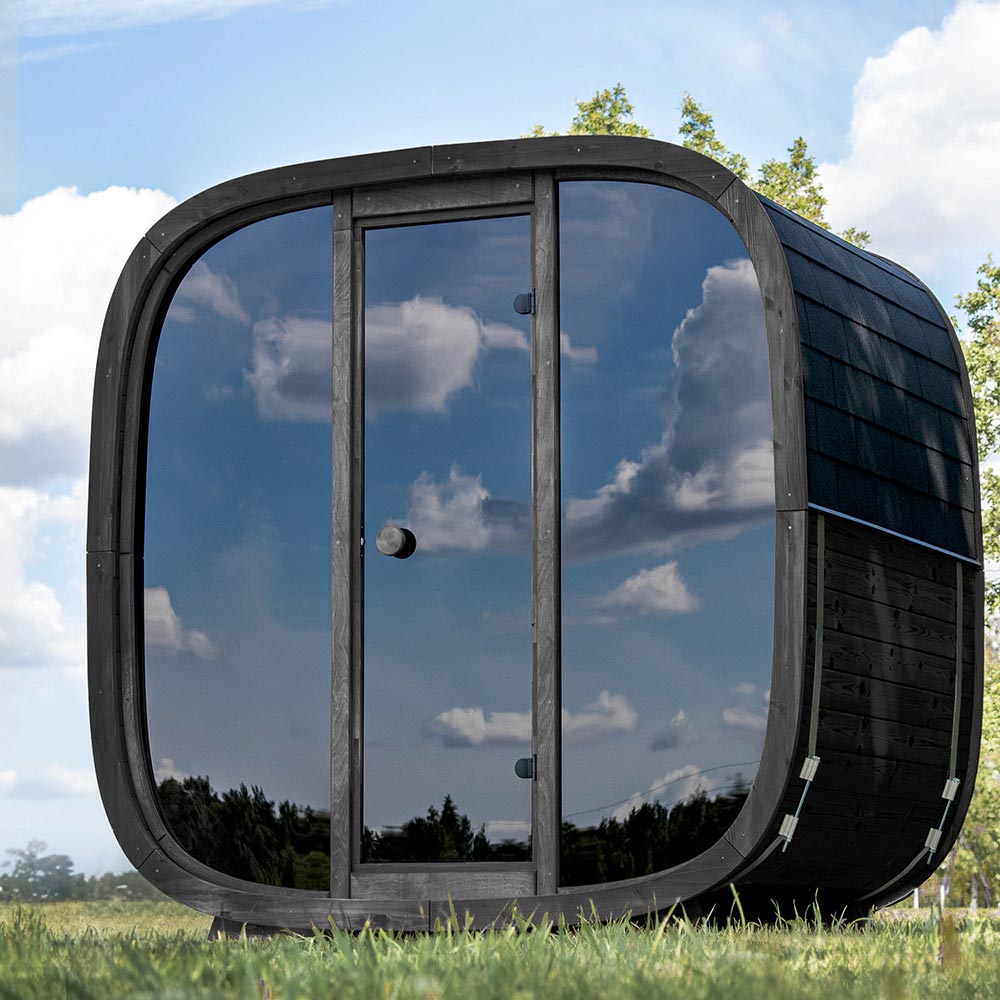 Utomhusbastu i Thermowood Holl’s Onyxia Cube