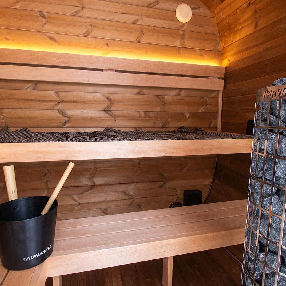 Outdoor sauna in Thermowood Holl&