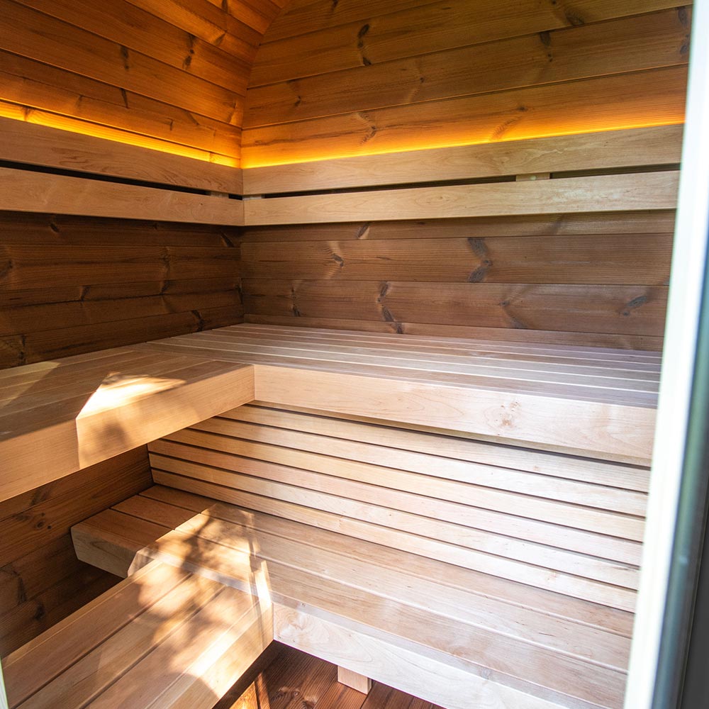 Outdoor sauna in Thermowood Holl&