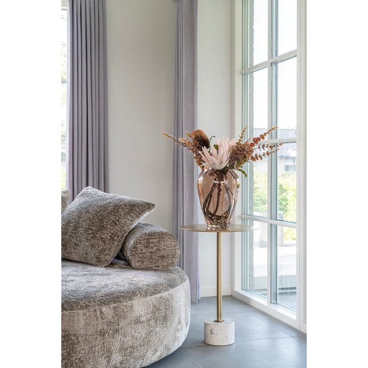 House Nordic Lecco sidobord 41×41×58 cm – mässing/marmor