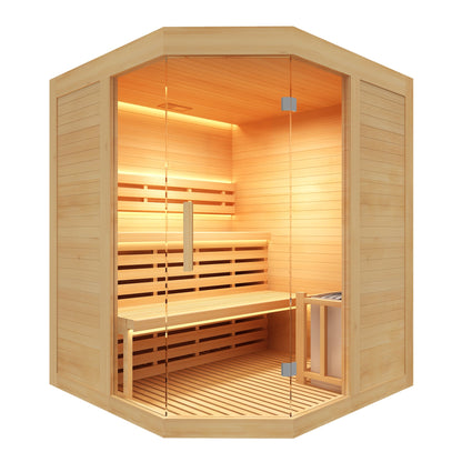 Sauna Sense Hörn 3 Personer – Traditionell Bastu 4,5 kW (Komplett paket)