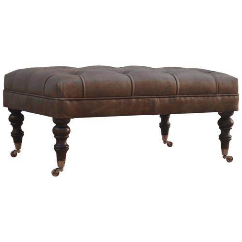 Buffalo Leather Ottoman-1