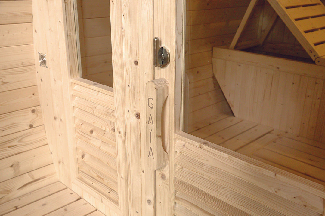 Sauna Gaïa Luna – Stor Utomhusbastu i Massiv Gran (6 personer)
